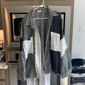 POL Black and White Patchwork Utility Jacket